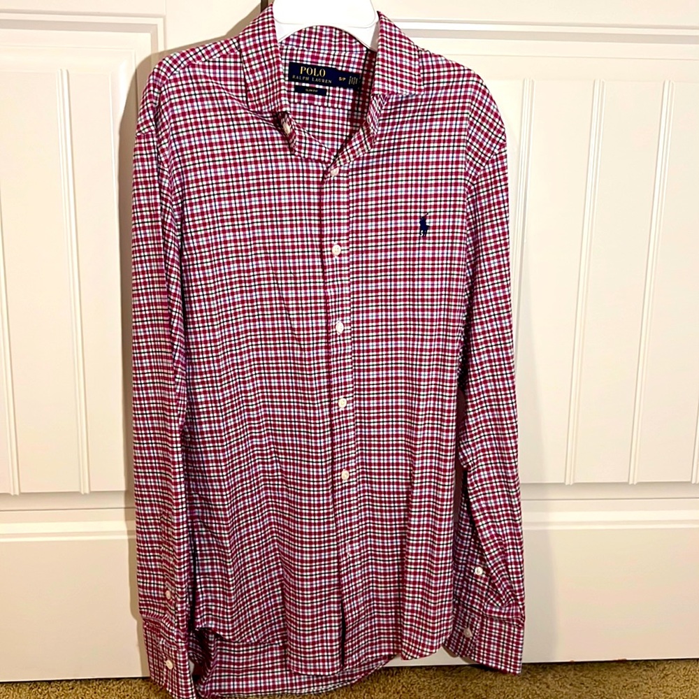 Polo by Ralph Lauren Red Long Sleeve Shirt Slim Fit Small